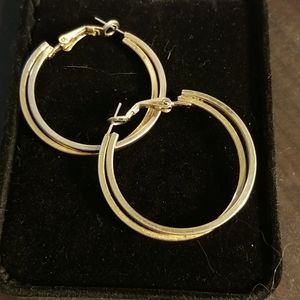 Double Gold Plated Hoop Earrings